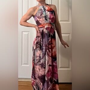 Eliza J Purple Floral Gown Size 0P